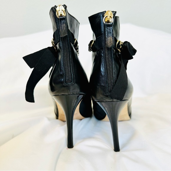 Kate Spade Kirkland Black Leather Bow and chain Booties - Picture 7 of 13